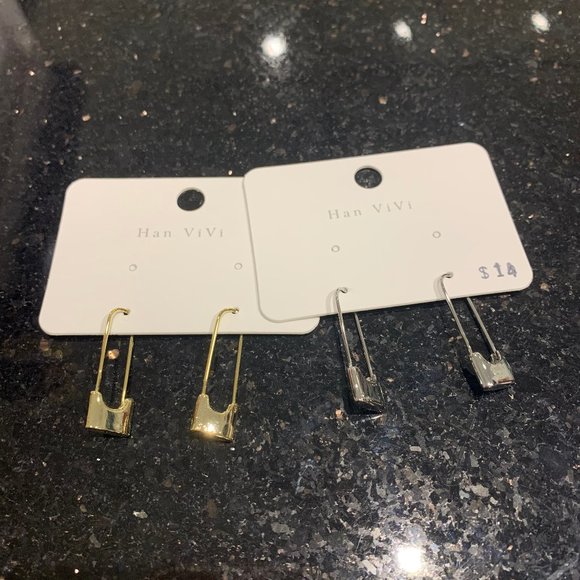 SAFETY PIN EARRINGS - Picture 2 of 4